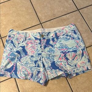 Lilly Pulitzer Blue and Pink Bermuda Shorts Vibrant Design
